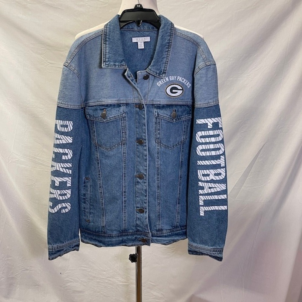 WEAR By Erin Andrews Green Bay Packers NFL Denim Jacket Women's Large - Picture 5 of 5